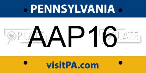 AAP16 Pennsylvania License Plate