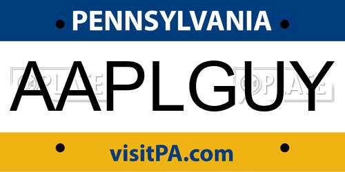 AAPLGUY Pennsylvania License Plate