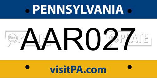 AAR027 Pennsylvania License Plate