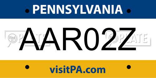 AAR02Z Pennsylvania License Plate