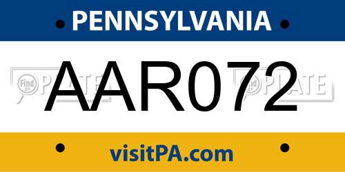 AAR072 Pennsylvania License Plate