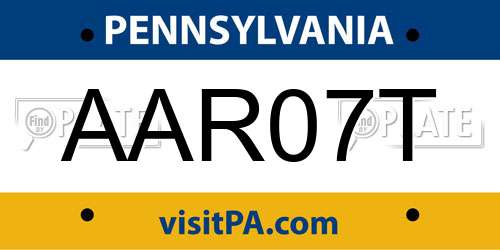 AAR07T Pennsylvania License Plate