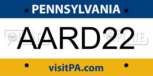AARD22 Pennsylvania License Plate