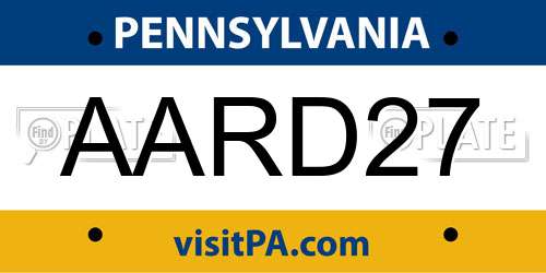 AARD27 Pennsylvania License Plate