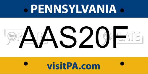AAS20F Pennsylvania License Plate