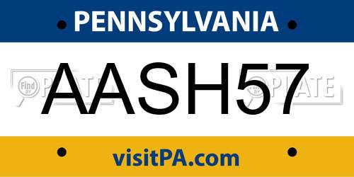 AASH57 Pennsylvania License Plate