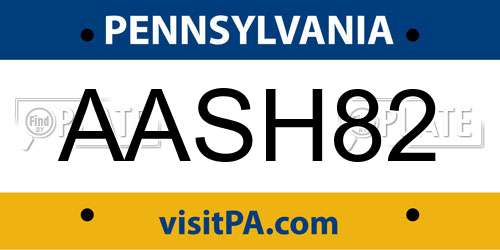 AASH82 Pennsylvania License Plate