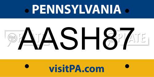 AASH87 Pennsylvania License Plate
