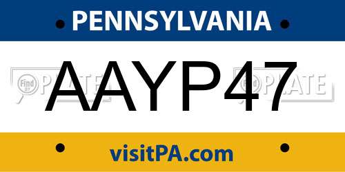 AAYP47 Pennsylvania License Plate