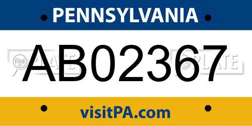 AB02367 Pennsylvania License Plate