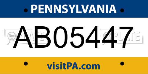 AB05447 Pennsylvania License Plate