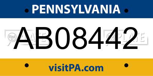 AB08442 Pennsylvania License Plate