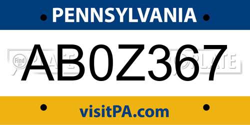 AB0Z367 Pennsylvania License Plate