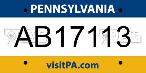 AB17113 Pennsylvania License Plate