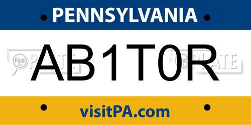 AB1T0R Pennsylvania License Plate