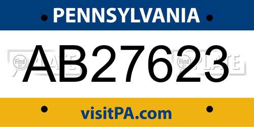 AB27623 Pennsylvania License Plate