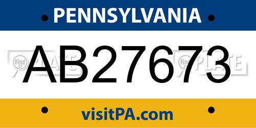 AB27673 Pennsylvania License Plate