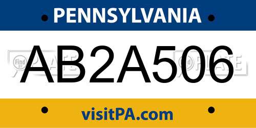 AB2A506 Pennsylvania License Plate
