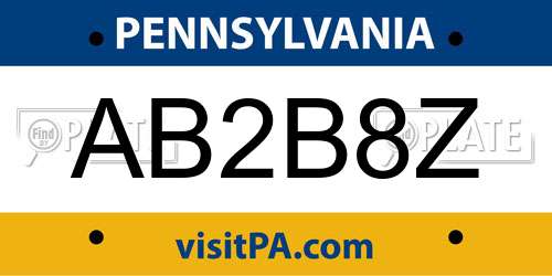AB2B8Z Pennsylvania License Plate