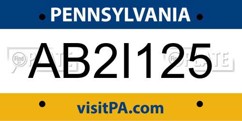 AB2I125 Pennsylvania License Plate