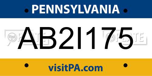 AB2I175 Pennsylvania License Plate