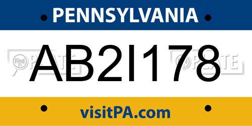 AB2I178 Pennsylvania License Plate
