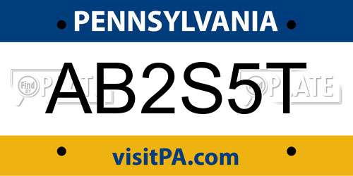 AB2S5T Pennsylvania License Plate