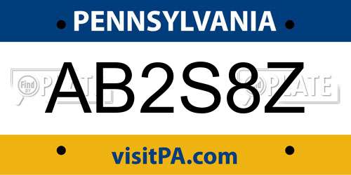 AB2S8Z Pennsylvania License Plate