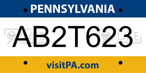 AB2T623 Pennsylvania License Plate