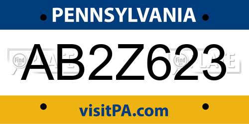 AB2Z623 Pennsylvania License Plate