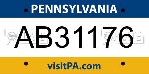 AB31176 Pennsylvania License Plate