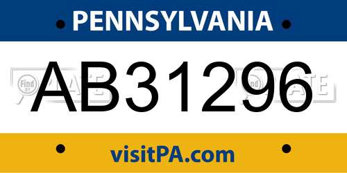 AB31296 Pennsylvania License Plate