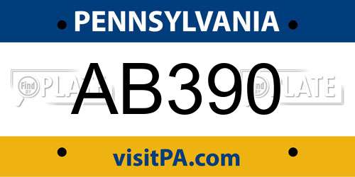 AB390 Pennsylvania License Plate