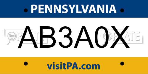 AB3A0X Pennsylvania License Plate