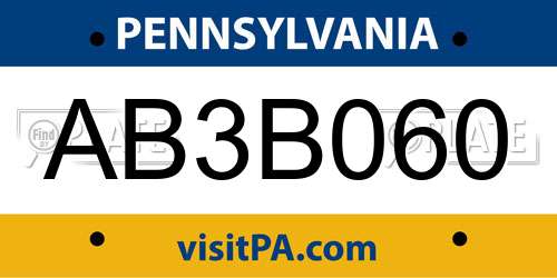 AB3B060 Pennsylvania License Plate
