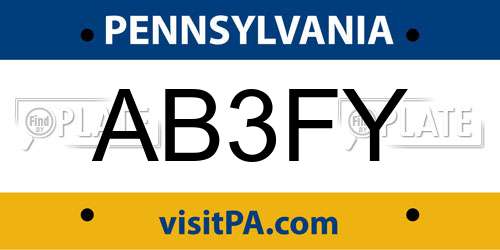 AB3FY Pennsylvania License Plate