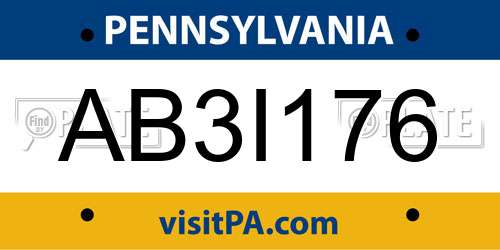 AB3I176 Pennsylvania License Plate