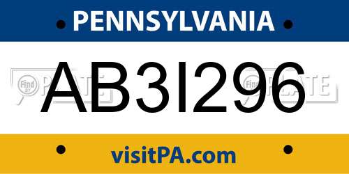 AB3I296 Pennsylvania License Plate