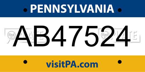 AB47524 Pennsylvania License Plate