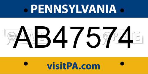 AB47574 Pennsylvania License Plate