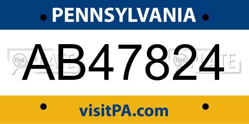 AB47824 Pennsylvania License Plate