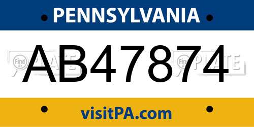 AB47874 Pennsylvania License Plate