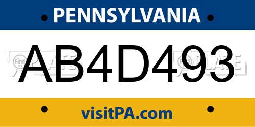 AB4D493 Pennsylvania License Plate