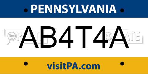 AB4T4A Pennsylvania License Plate