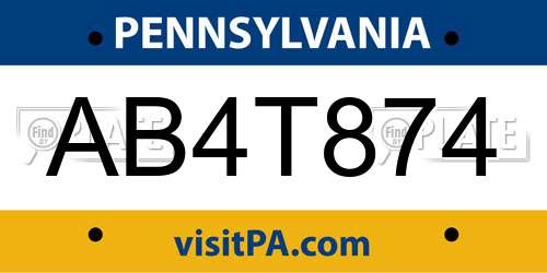 AB4T874 Pennsylvania License Plate