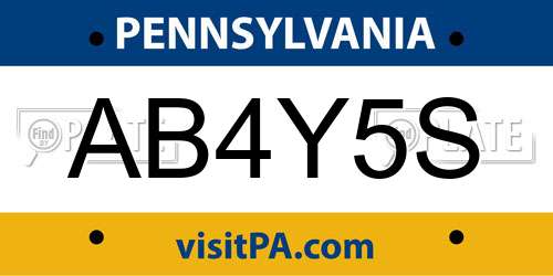 AB4Y5S Pennsylvania License Plate