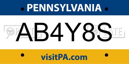 AB4Y8S Pennsylvania License Plate
