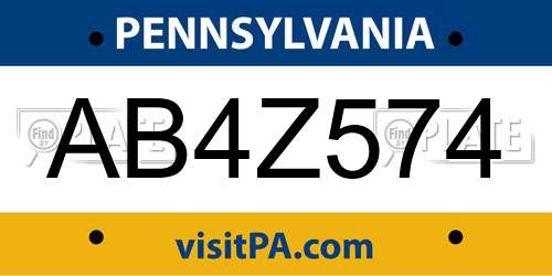 AB4Z574 Pennsylvania License Plate