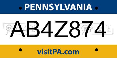 AB4Z874 Pennsylvania License Plate