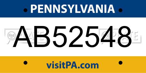 AB52548 Pennsylvania License Plate